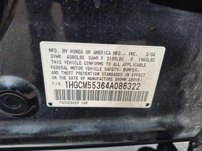 2004 Honda Accord Sdn LX