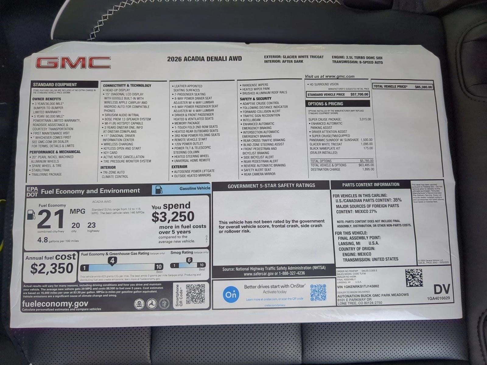 2026 GMC Acadia Denali